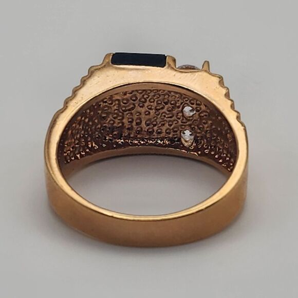 Park Lane Gold Tone Onyx & CZ Ring (11) - Picture 6 of 7